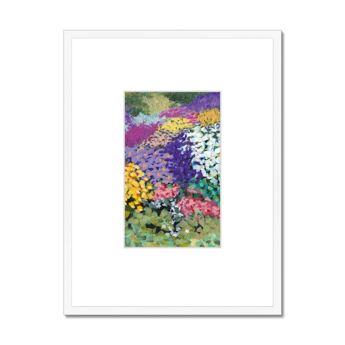 Framed Fine Art Print, Faux Mat - 18x24 inches | Floral Garden in Acrylic, FMV-1381-003