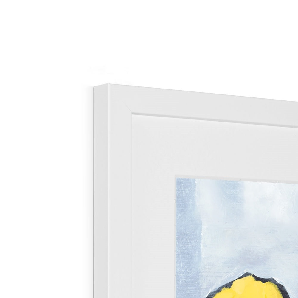 Framed Fine Art Print, White Mat - 8x8 12x12 16x16 20x20 24x24 28x28 inches | Yellow Tulips in Acrylic, FPS-1120