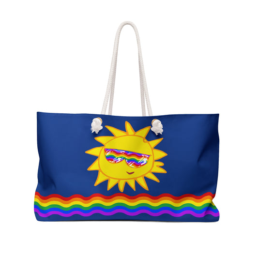 Blue Beach Tote / Weekender Bag with Sunfilled Rainbow Vibes | WBSF-B