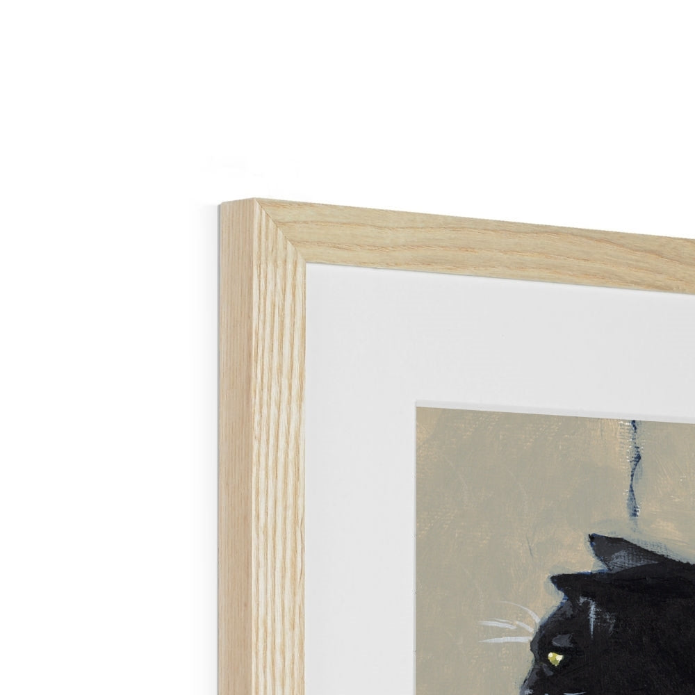 Framed & Mounted Fine Art Print, White Mat - 11x14 inches | Black Cat White Cat in Acrylic, FPV-1000-1122