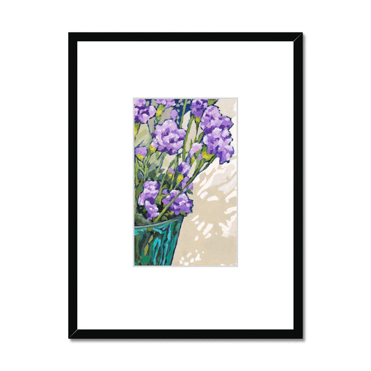 Framed Fine Art Print, Faux Mat - 18x24 inches | Mauve Carnations in Acrylic, FMV-1070