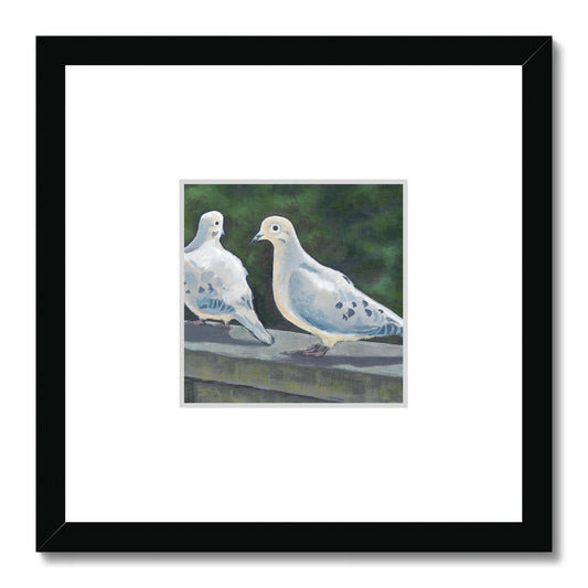 Framed Fine Art Print, Faux Mat - 12x12 inches | Mourning Doves in Acylic, FMS-1000-1125