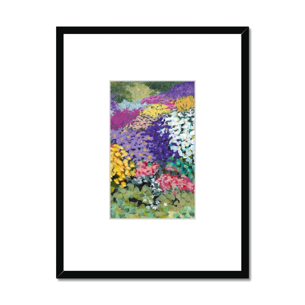 Framed Fine Art Print, Faux Mat - 18x24 inches | Floral Garden in Acrylic, FMV-1381-003