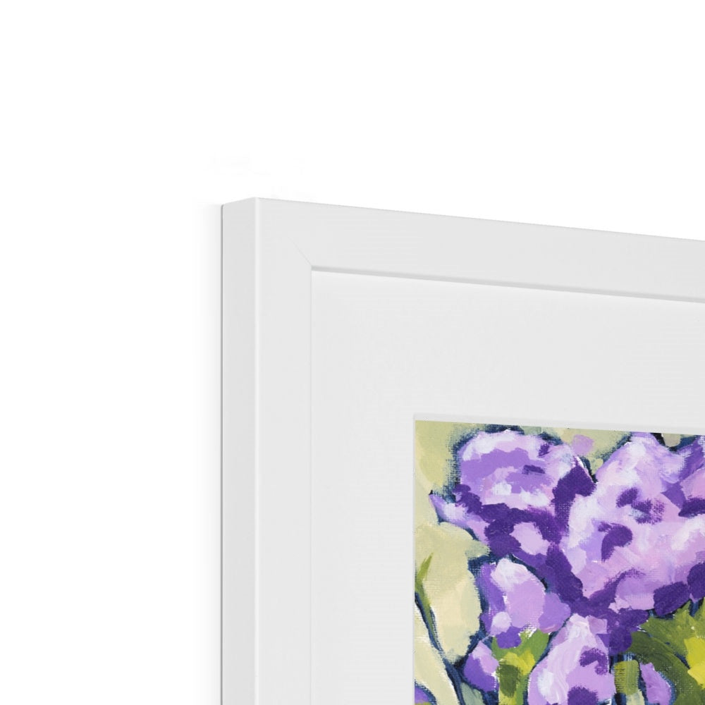 Framed Fine Art Print, White Mat - 8x8 12x12 16x16 20x20 24x24 28x28 inches | Mauve Carnations in Acrylic, FPS-1070