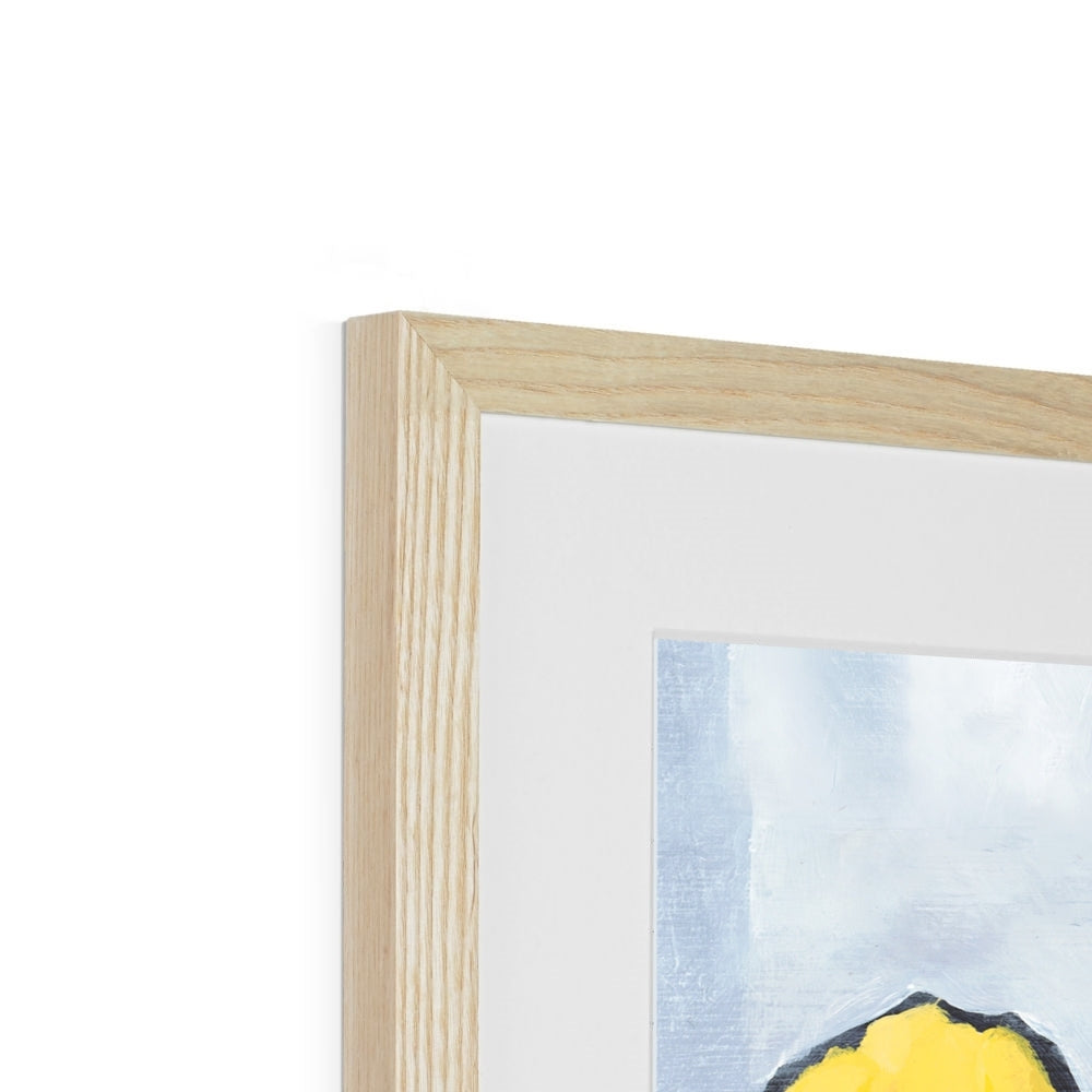 Framed Fine Art Print, White Mat - 8x8 12x12 16x16 20x20 24x24 28x28 inches | Yellow Tulips in Acrylic, FPS-1120