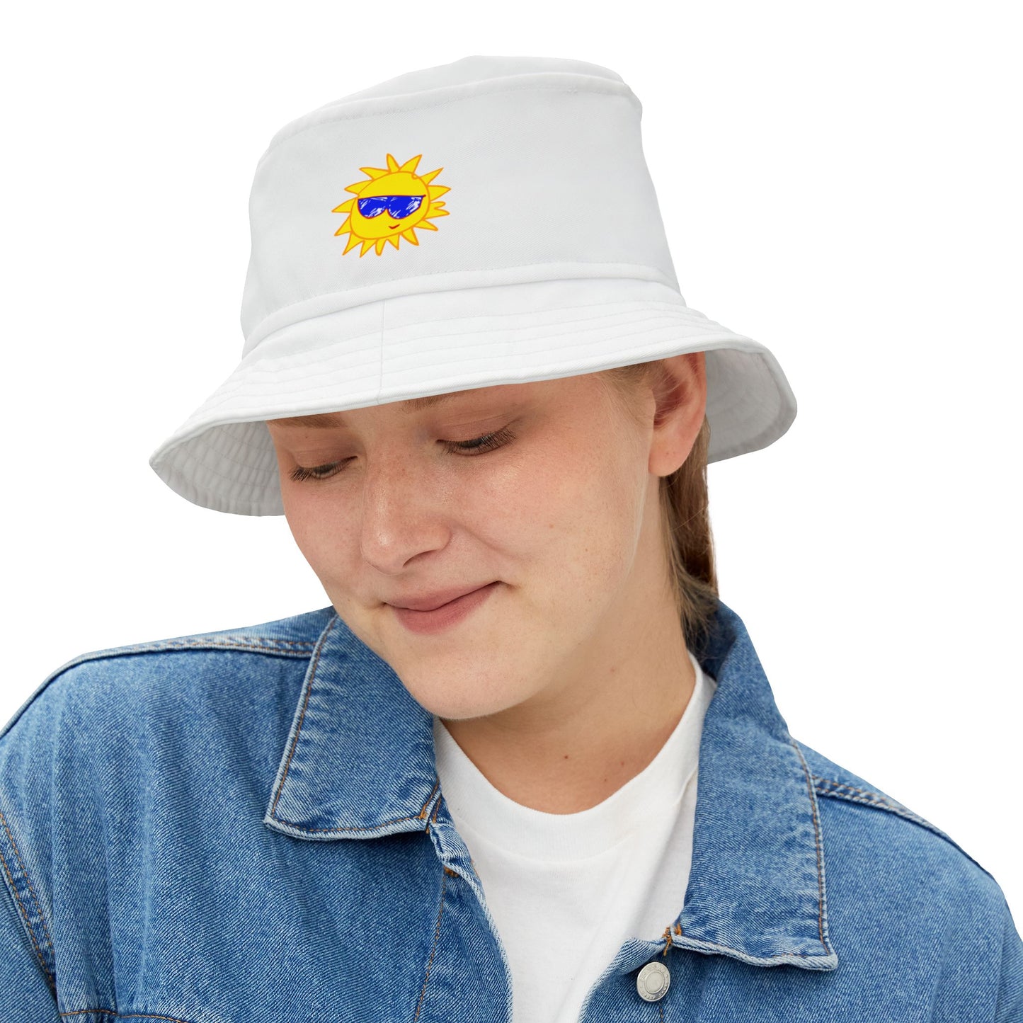 White Bucket Hat with Cheerful Vibes | BHSF-W