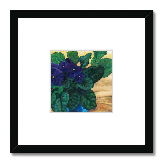 Framed Fine Art Print, Faux Mat - 12x12 inches | African Violets in Acrylic, FMS-1090