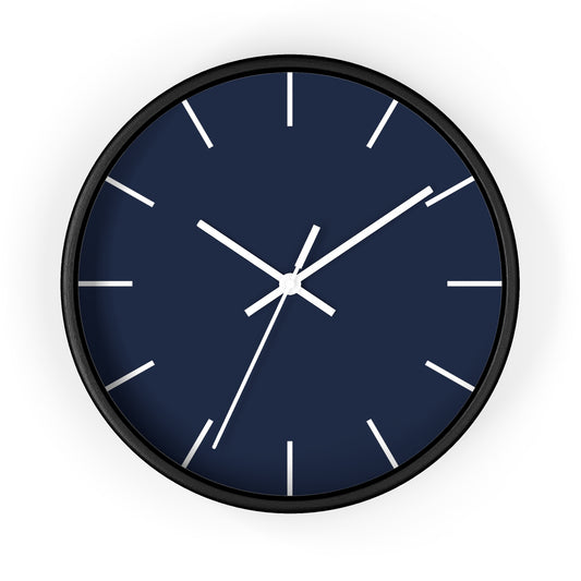 Wall Clock with Navy Blue Face | Black Base | White Hands