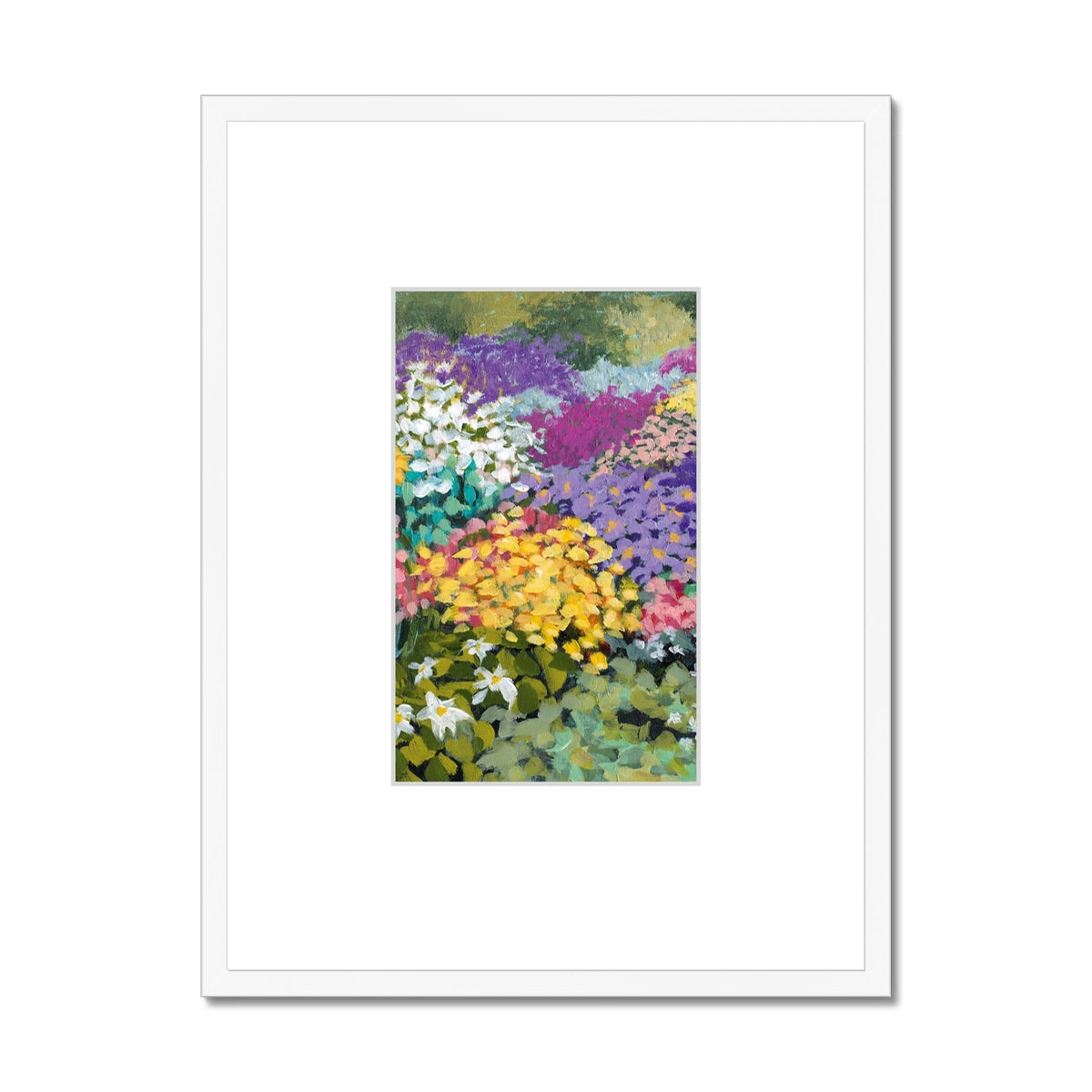 Framed Fine Art Print, Faux Mat - 18x24 inches | Floral Garden in Acrylic, FMV-1381-002