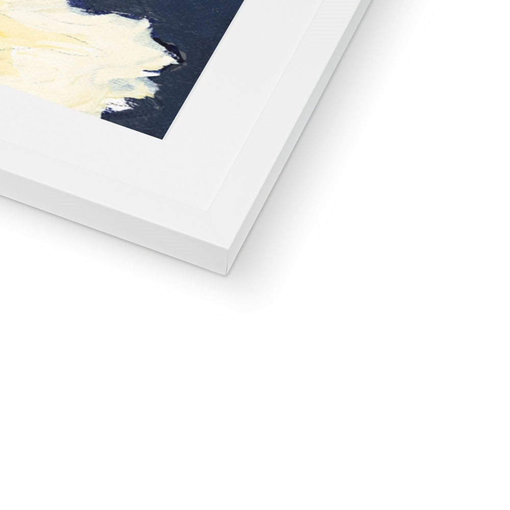 Framed Fine Art Print, White Mat - 6x8 8x12 12x16 12x18 20x28 24x36 28x40 inches | White Peonies in Acrylic, FPV-1050