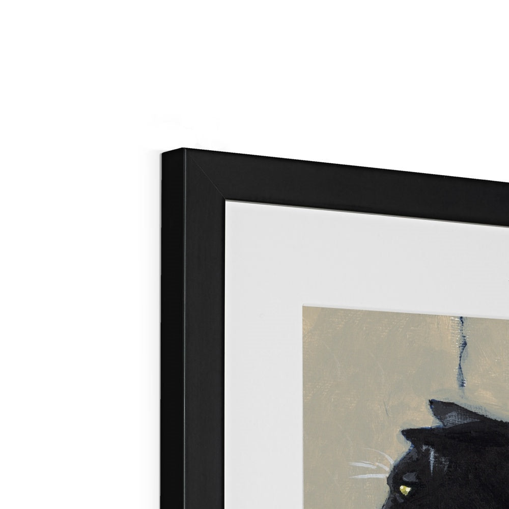 Framed & Mounted Fine Art Print, White Mat - 11x14 inches | Black Cat White Cat in Acrylic, FPV-1000-1122