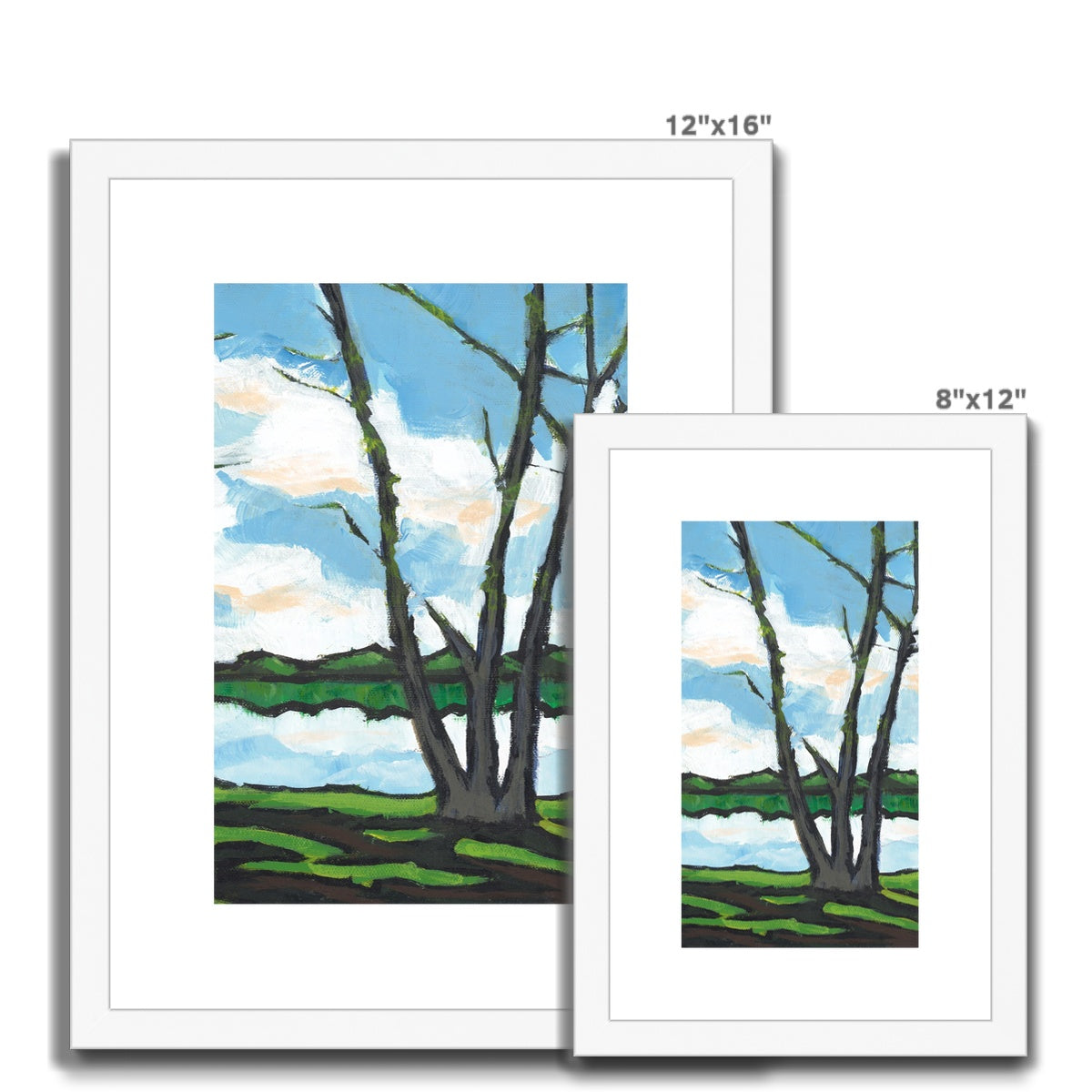 Framed Fine Art Print, White Mat - 6x8 8x12 12x16 18x24 inches | Lakeshore in Acrylic, FPV-1101-001