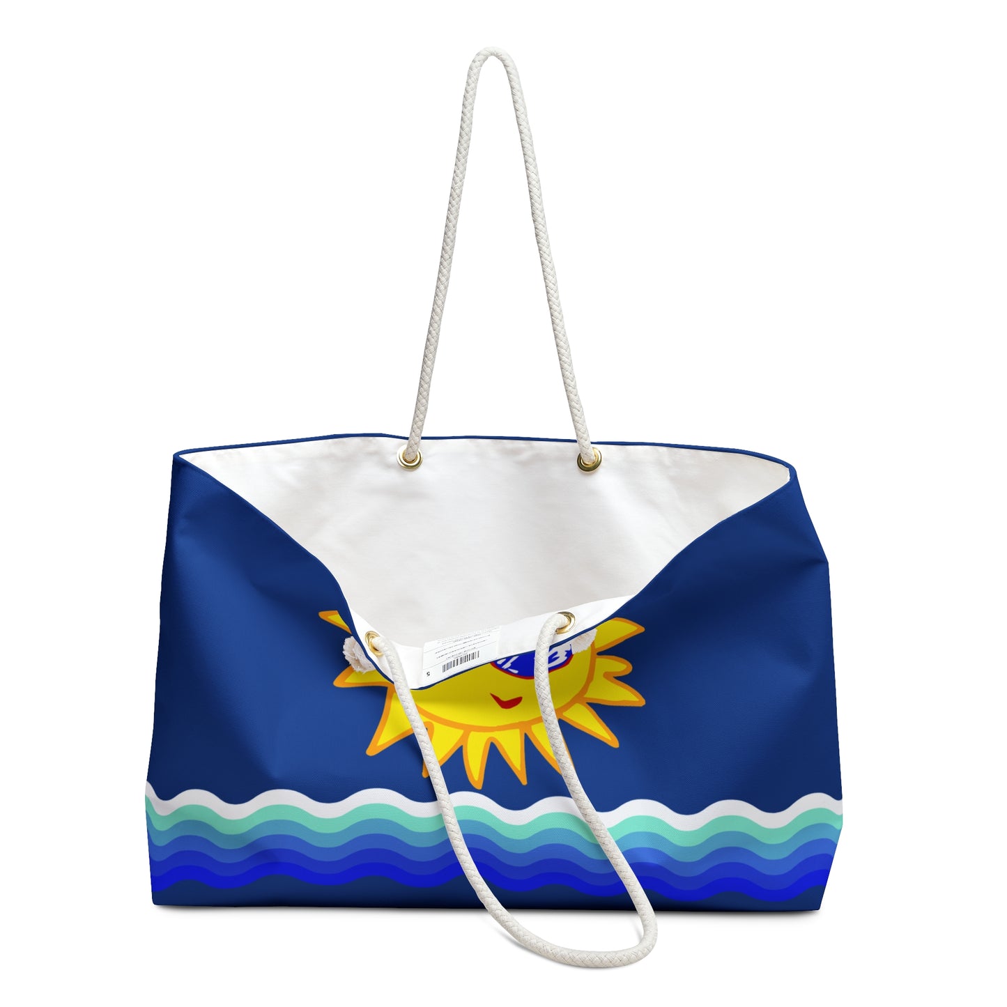 Blue Beach Tote / Weekender Bag with Sunfilled Cheerful Vibes | WBPF-B