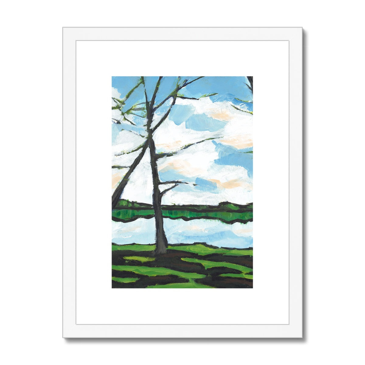 Framed Fine Art Print, White Mat - 6x8 8x12 12x16 18x24 inches | Lakeshore in Acrylic, FPV-1101-002