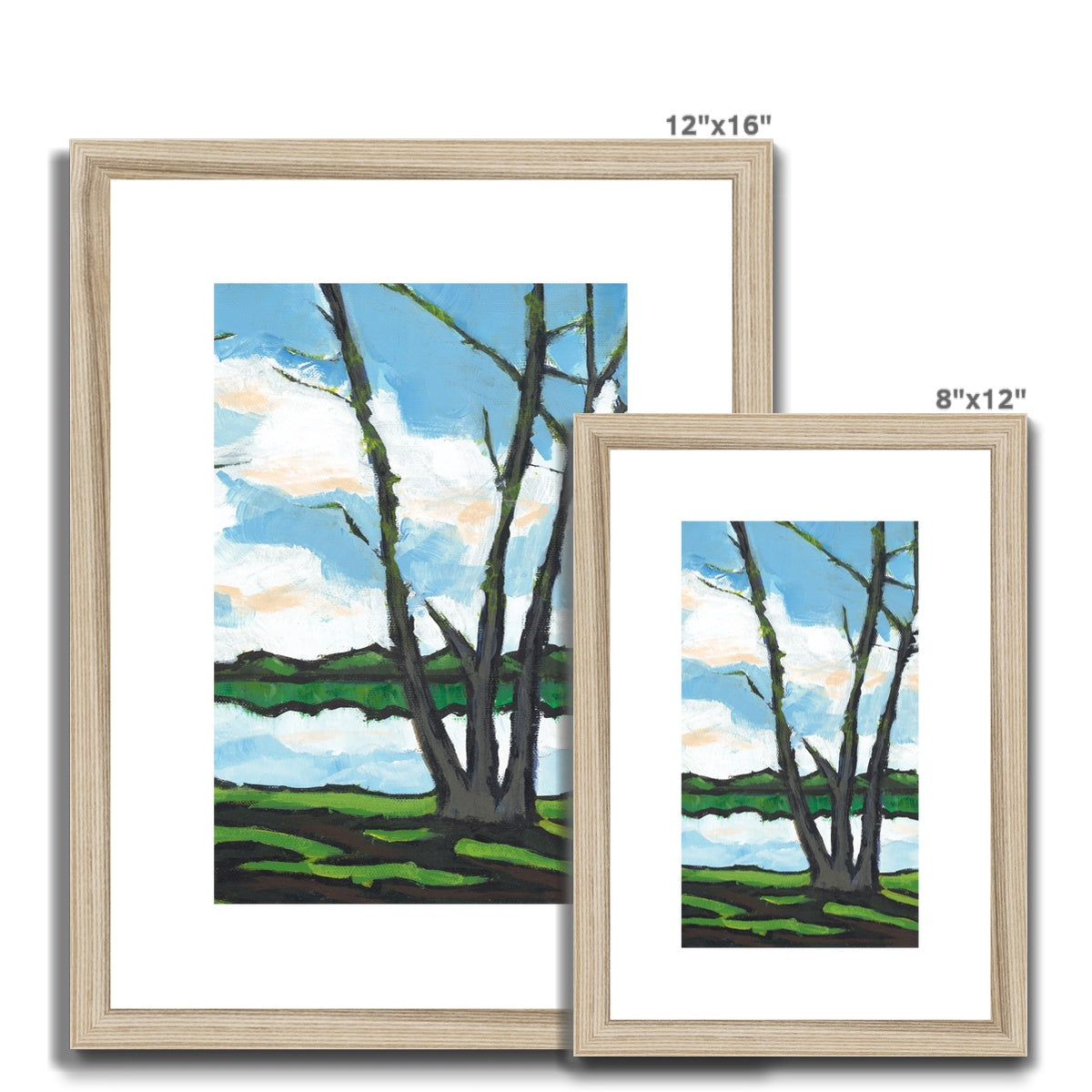 Framed Fine Art Print, White Mat - 6x8 8x12 12x16 18x24 inches | Lakeshore in Acrylic, FPV-1101-001