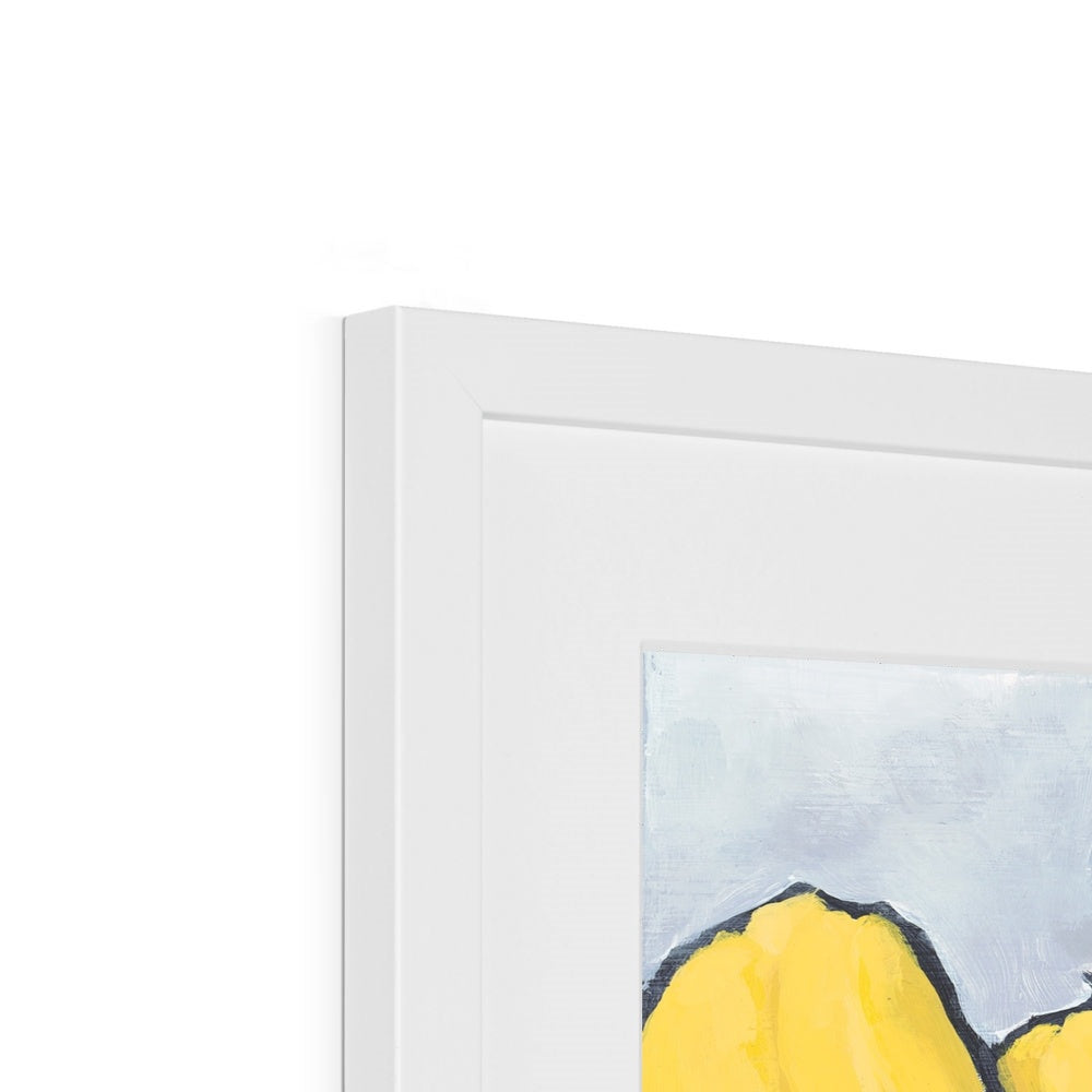 Framed Fine Art Print, White Mat - 8x12 12x16 12x18 inches | Yellow Tulips in Acrylic, FPV-1120-003
