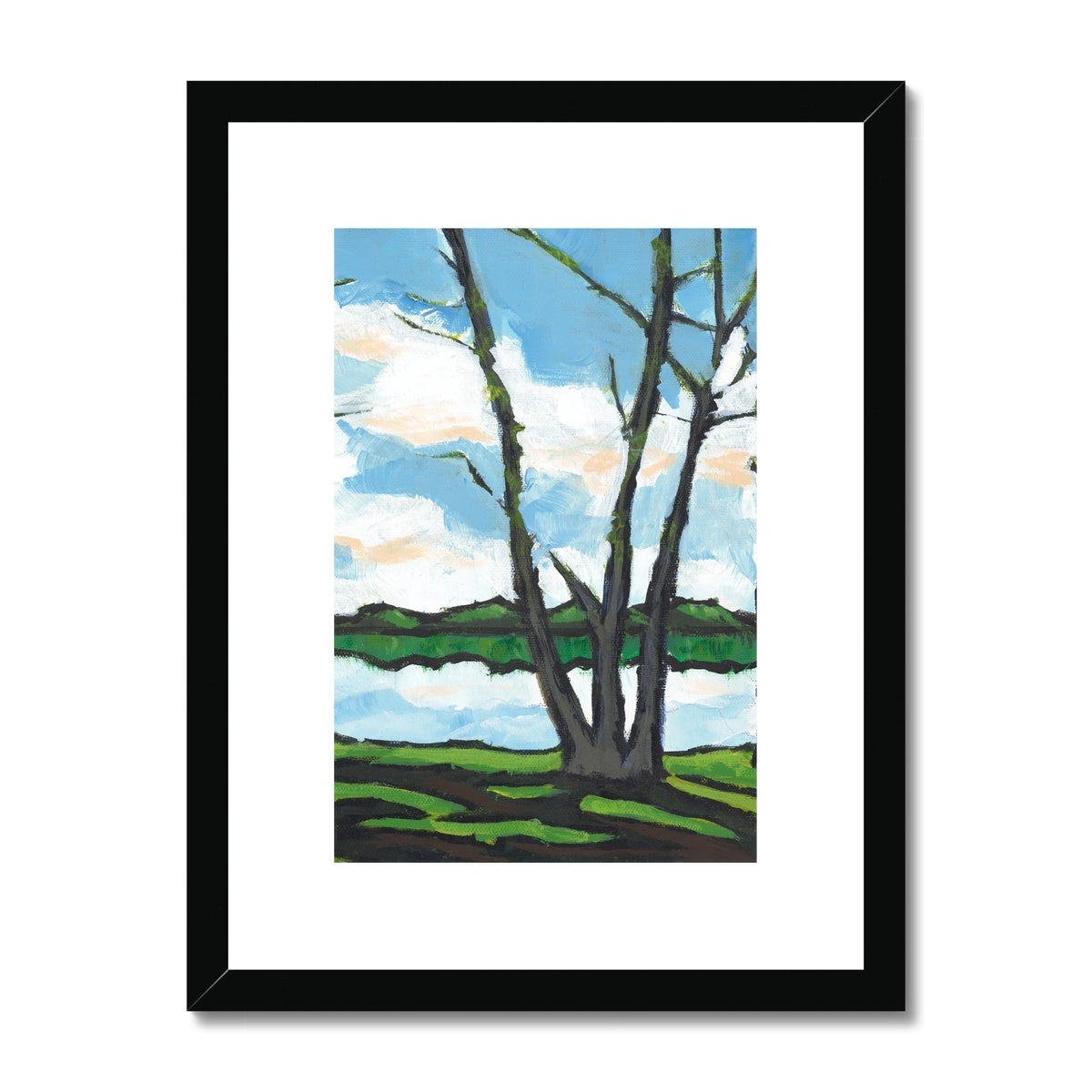 Framed Fine Art Print, White Mat - 6x8 8x12 12x16 18x24 inches | Lakeshore in Acrylic, FPV-1101-001