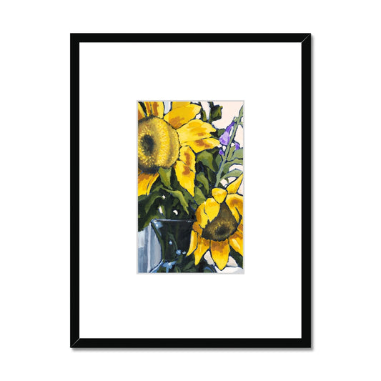 Framed Fine Art Print, Faux Mat - 18x24 inches | Sunflowers in Acrylic, FMV-1040-002