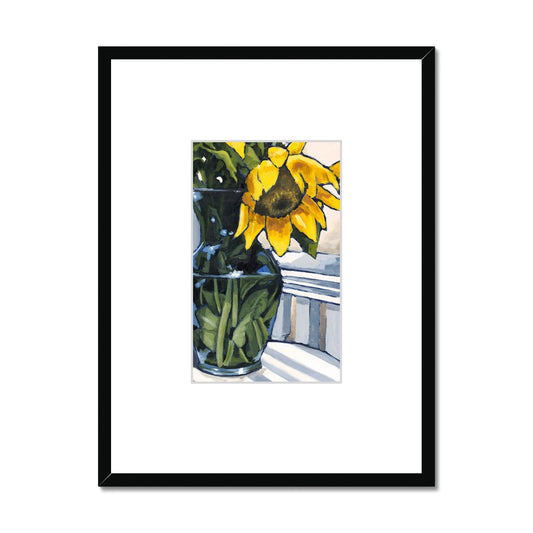 Framed Fine Art Print, Faux Mat - 18x24 inches | Sunflowers in Acrylic, FMV-1040-003