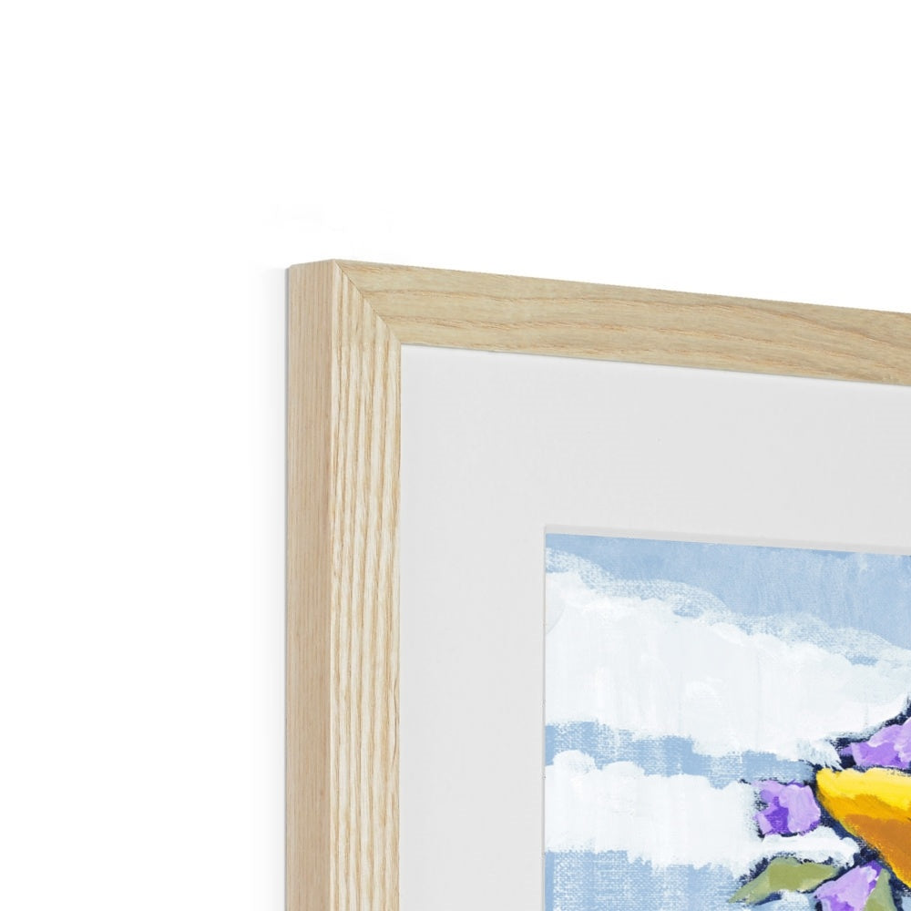 Framed Fine Art Print, White Mat - 8x8 12x12 16x16 20x20 24x24 28x28 inches | Sunflowers in Acrylic, FPS-1040