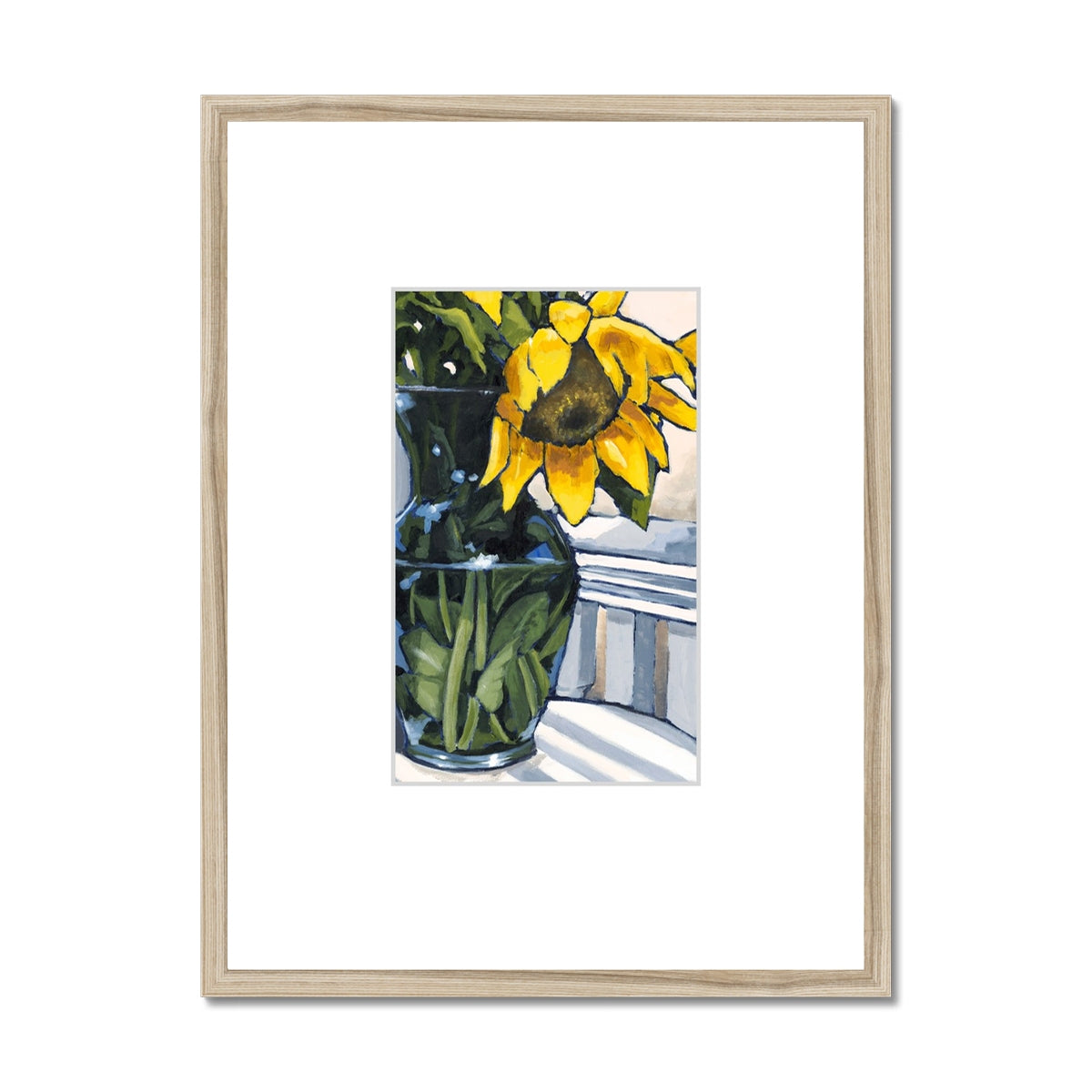 Framed Fine Art Print, Faux Mat - 18x24 inches | Sunflowers in Acrylic, FMV-1040-003