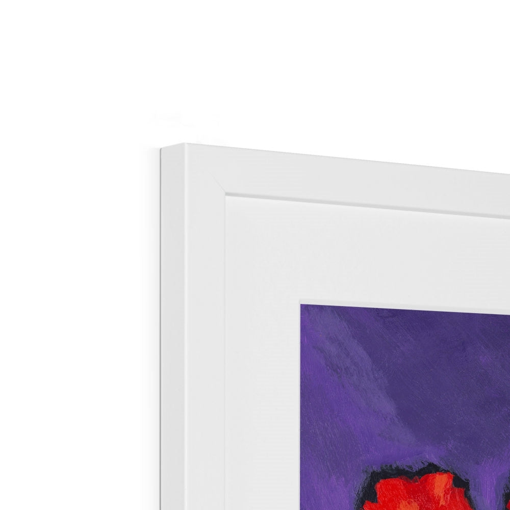 Framed Fine Art Print, White Mat - 8x12 12x16 12x18 inches | Red Tulips in Acrylic, FPV-1111-002