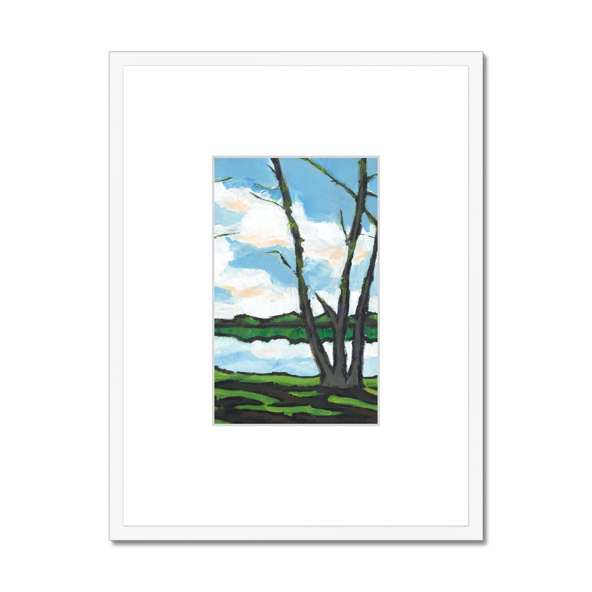 Framed Fine Art Print, Faux Mat - 18x24 inches | Lakeshore in Acrylic FMV-1100-001