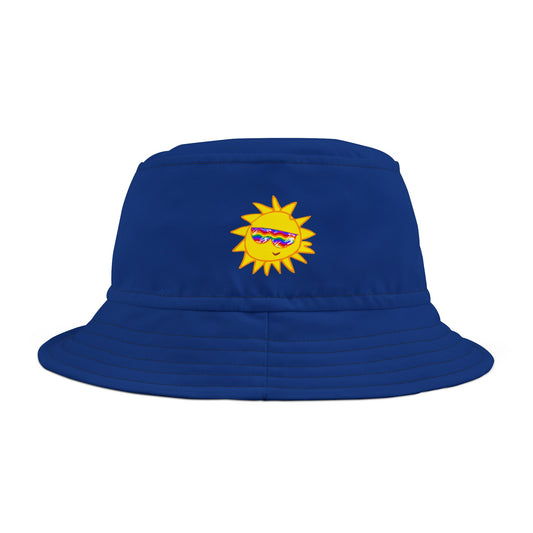 Blue Bucket Hat with Rainbow Vibes | BHPF-B