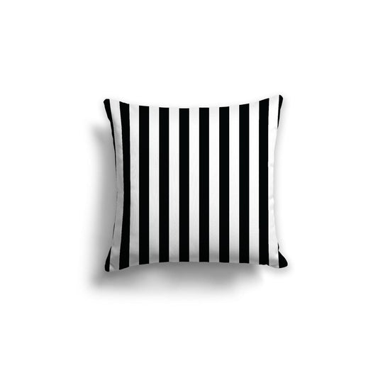 Off-White Cotton Canvas Cushion Covers with Black Bars on Front, 18 x 18 inches / 46 x 46 cm