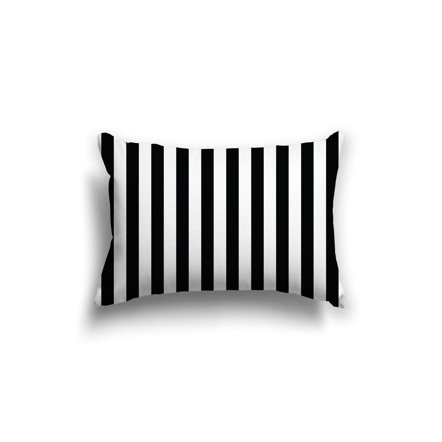 Off-White Cotton Canvas Cushion Covers with Black Bars on Front, 20 x 14 inches / 51 x 36 cm
