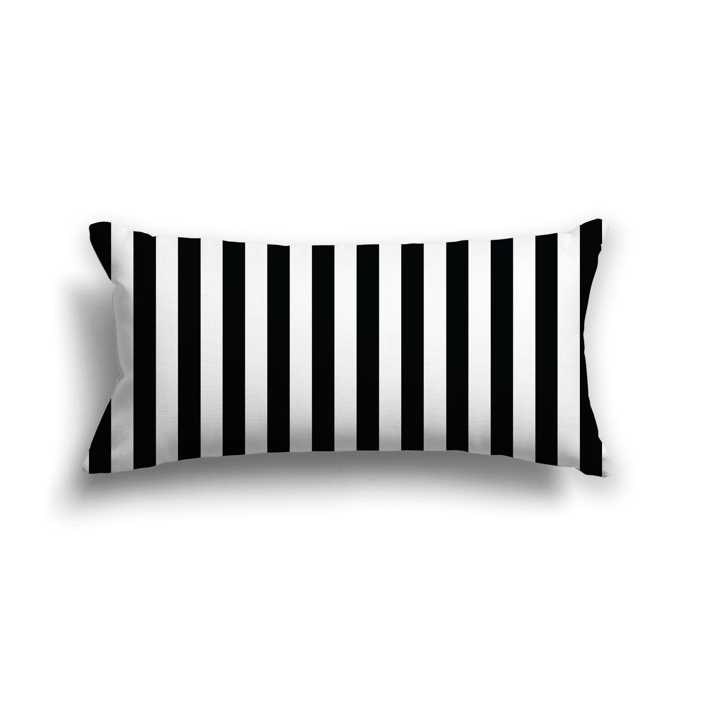 Off-White Cotton Canvas Cushion Covers with Black Bars on Front, 24 x 12 inches / 61 x 30 cm