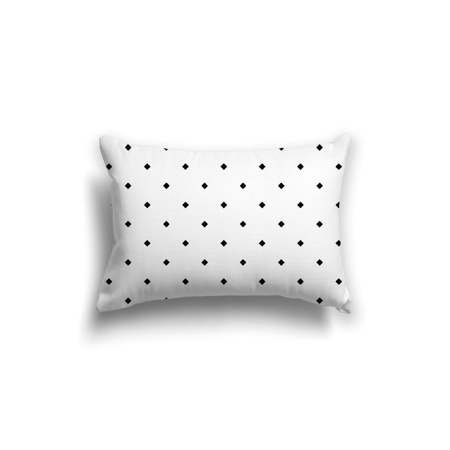 Off-White Cotton Canvas Cushion Covers with Black Diamonds on Front, 20 x 14 inches / 51 x 36 cm