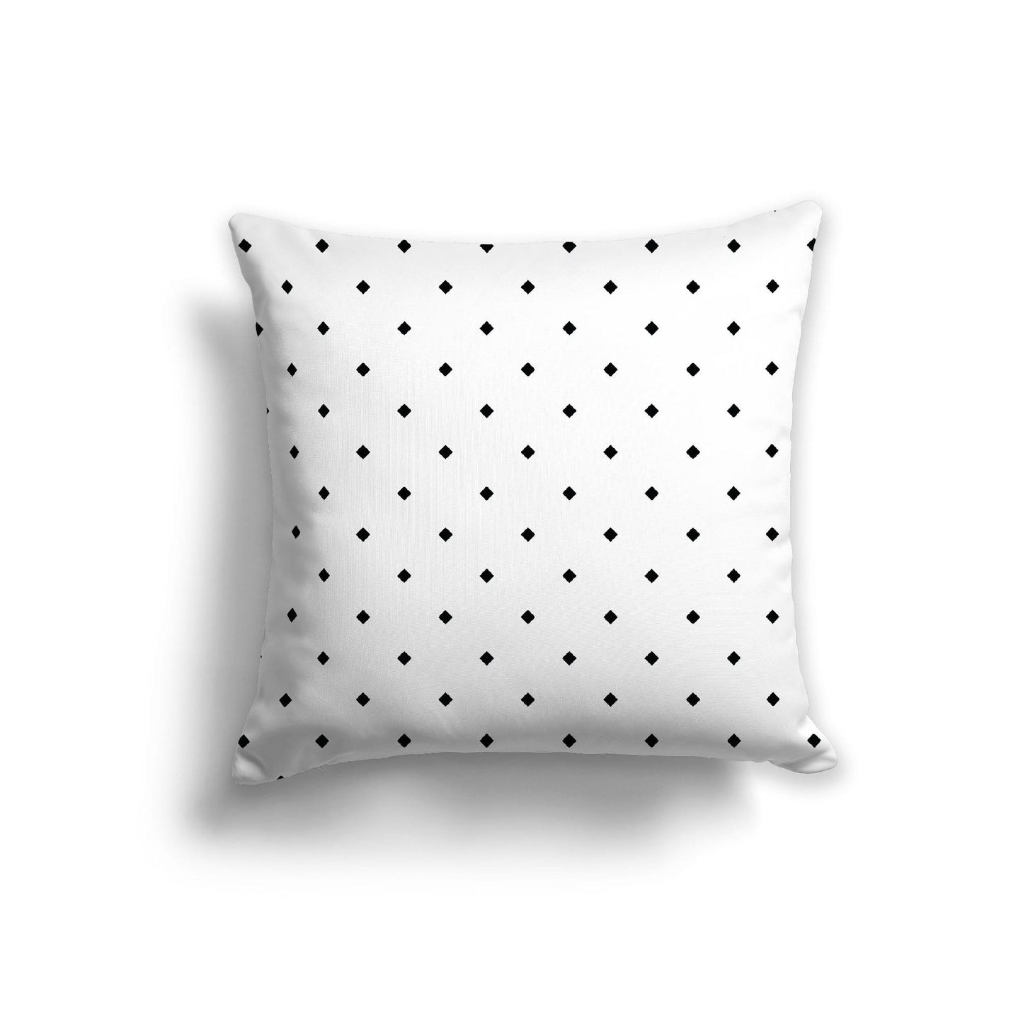 Off-White Cotton Canvas Cushion Covers with Black Diamonds on Front, 22 x 22 inches / 56 x 56 cm