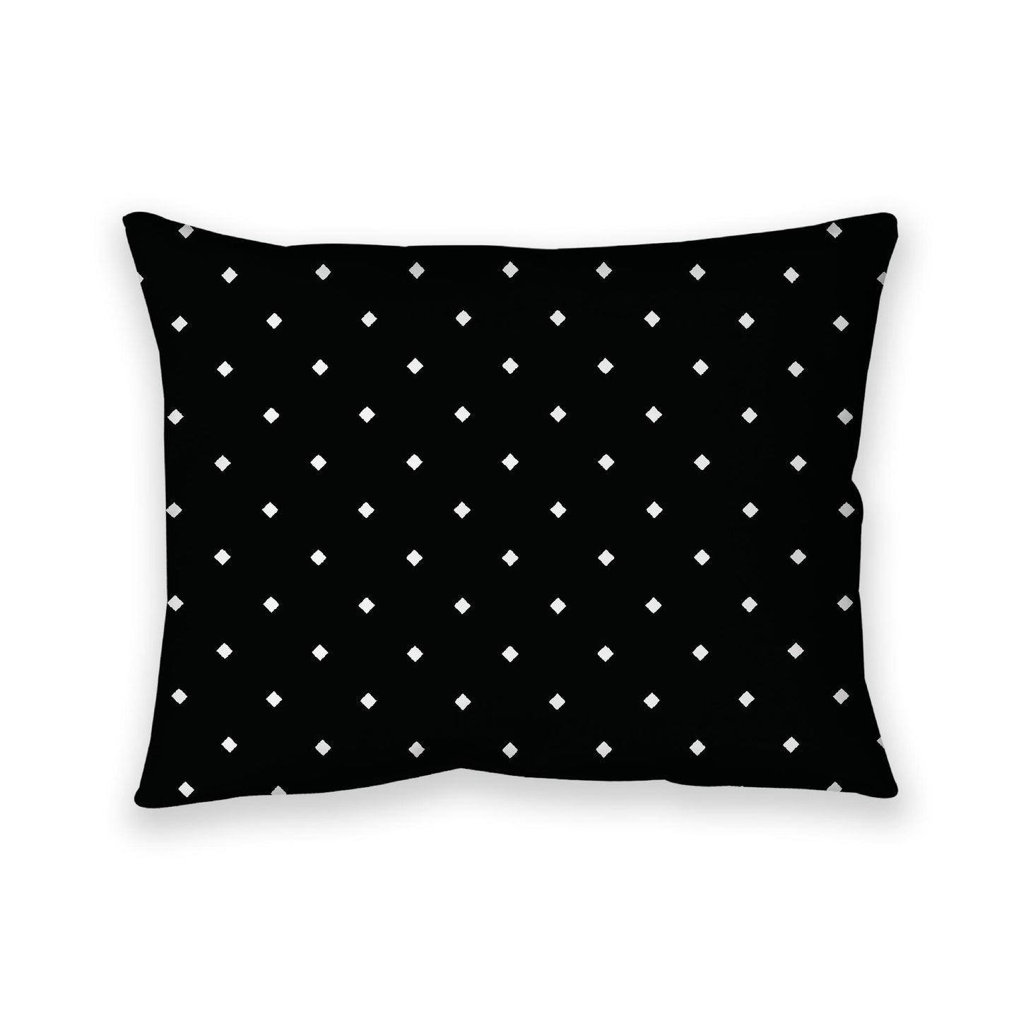 Black Cotton Canvas Cushion Covers with Off-White Diamonds on Front, 26 x 20 inches / 66 x 51 cm