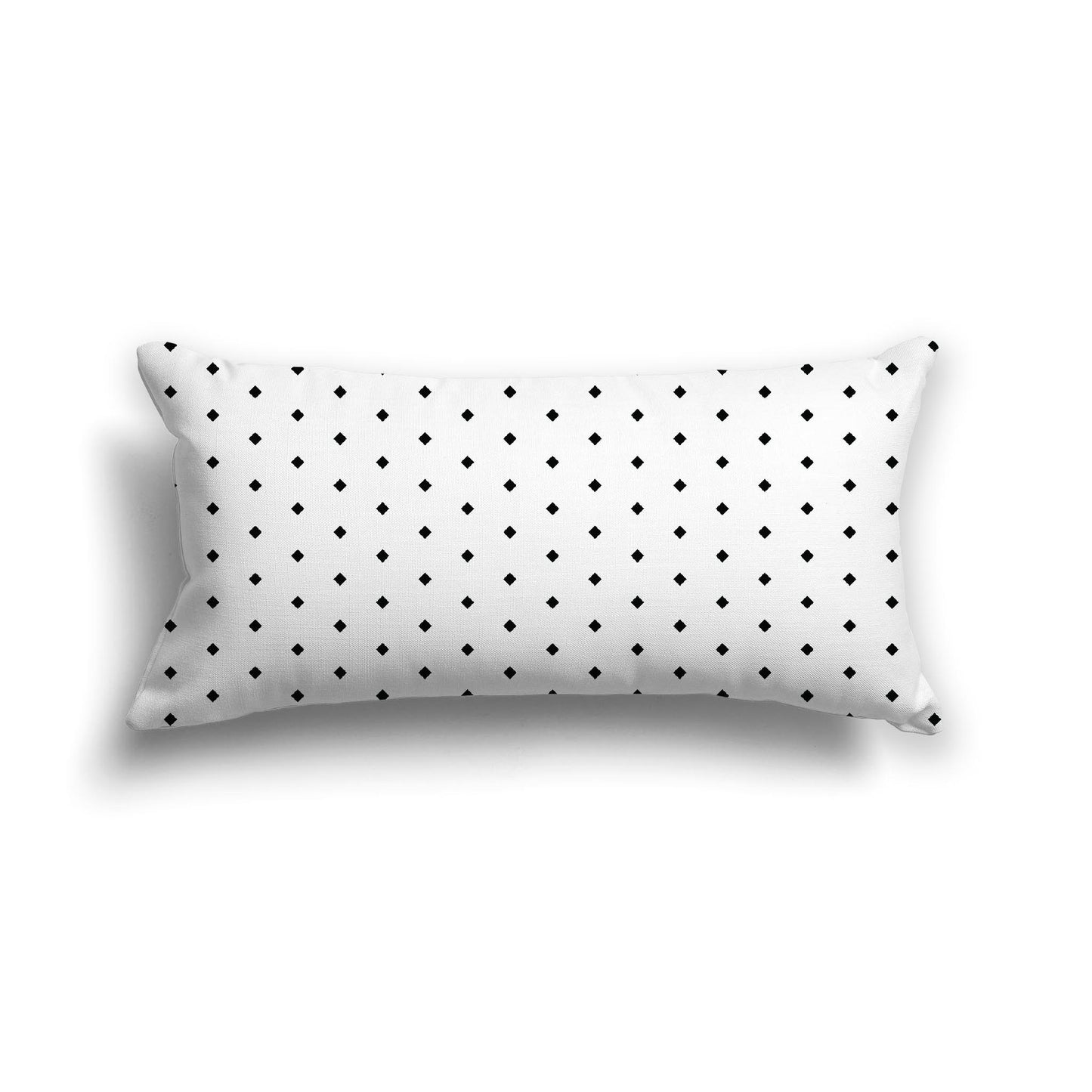 Off-White Cotton Canvas Cushion Covers with Fine Black Diamonds on Front, 24 x 12 inches / 61 x 30 cm