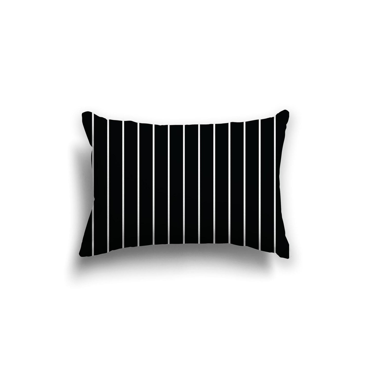 Black Cotton Canvas Cushion Covers with Fine Off-White Stripes on Front, 20 x 14 inches / 51 x 36 cm