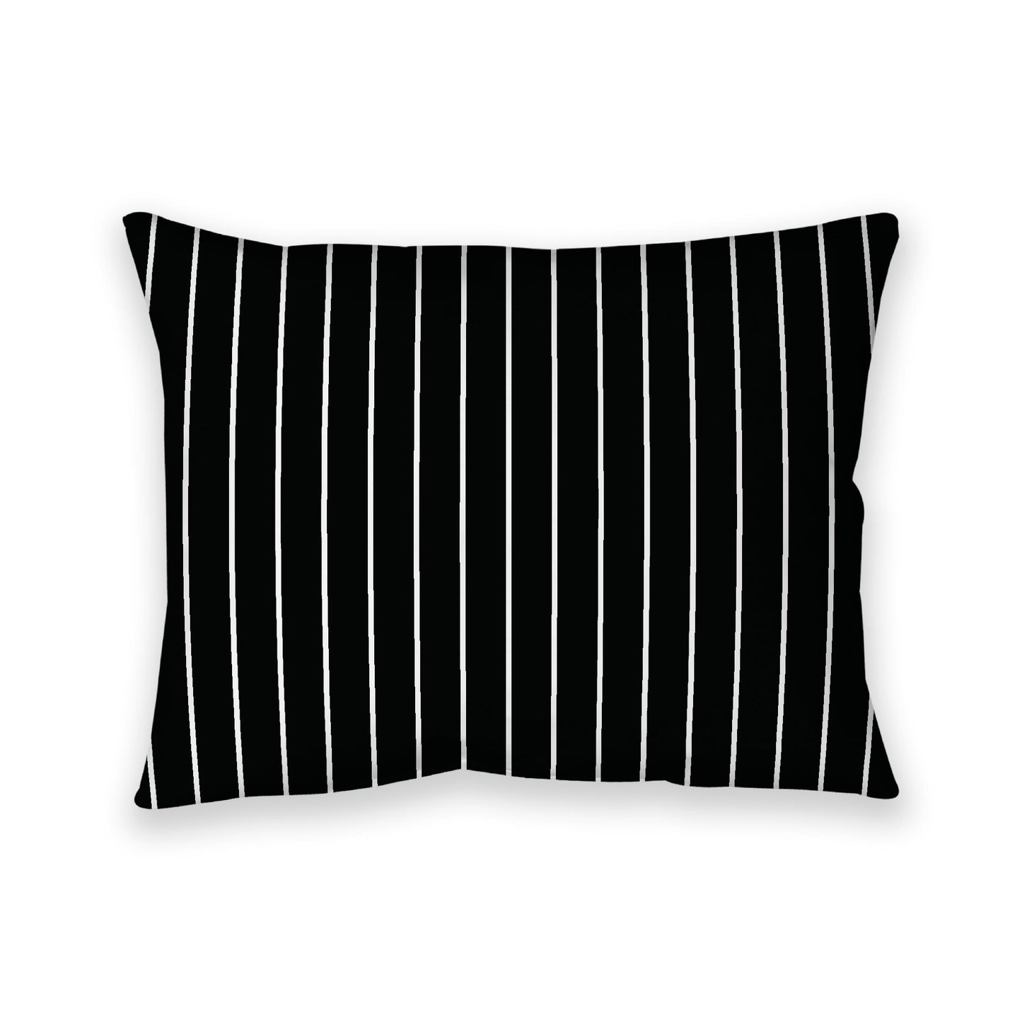 Black Cotton Canvas Cushion Covers with Fine Off-White Stripes on Front, 26 x 20 inches / 66 x 51 cm