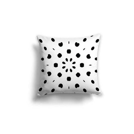 Off-White Cotton Canvas Cushion Covers with Black Burst Pattern on Front, 18 x 18 inches / 46 x 46 cm