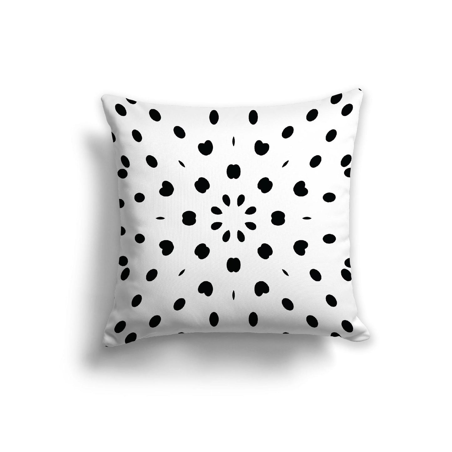 Off-White Cotton Canvas Cushion Covers with Black Burst Pattern on Front, 22 x 22 inches / 56 x 56 cm