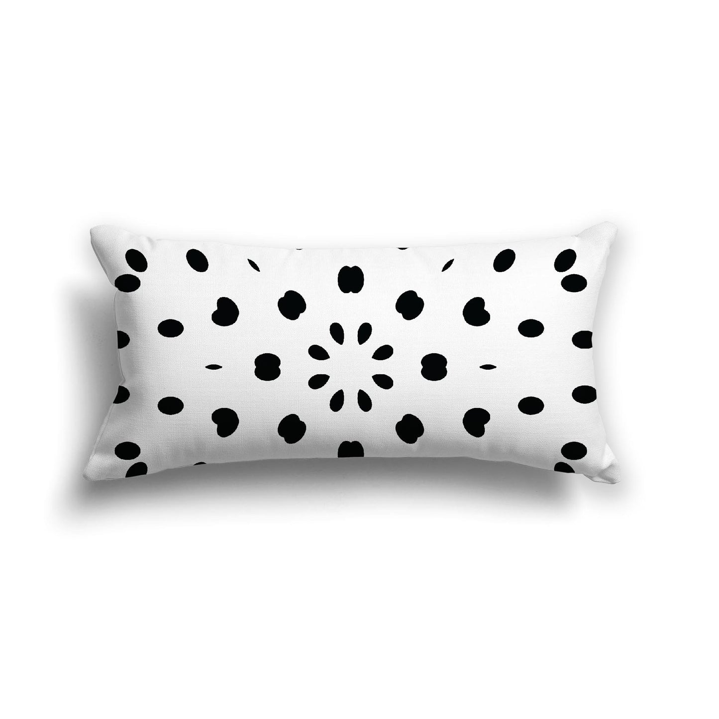 Off-White Cotton Canvas Cushion Covers with Black Burst Pattern on Front, 24 x 12 inches / 61 x 30 cm