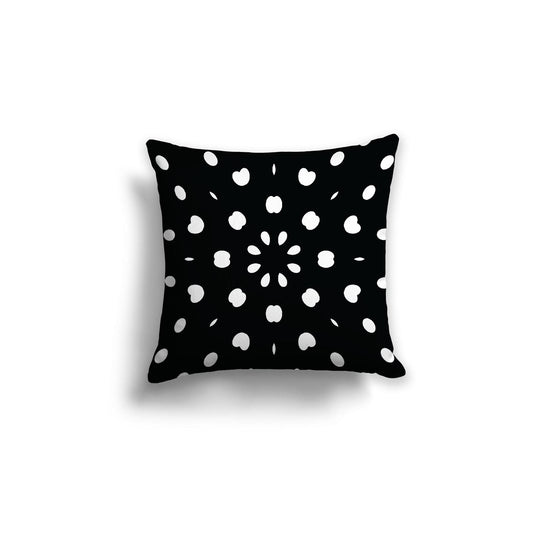 Black Cotton Canvas Cushion Covers with Off-White Burst Pattern on Front, 18 x 18 inches / 46 x 46 cm