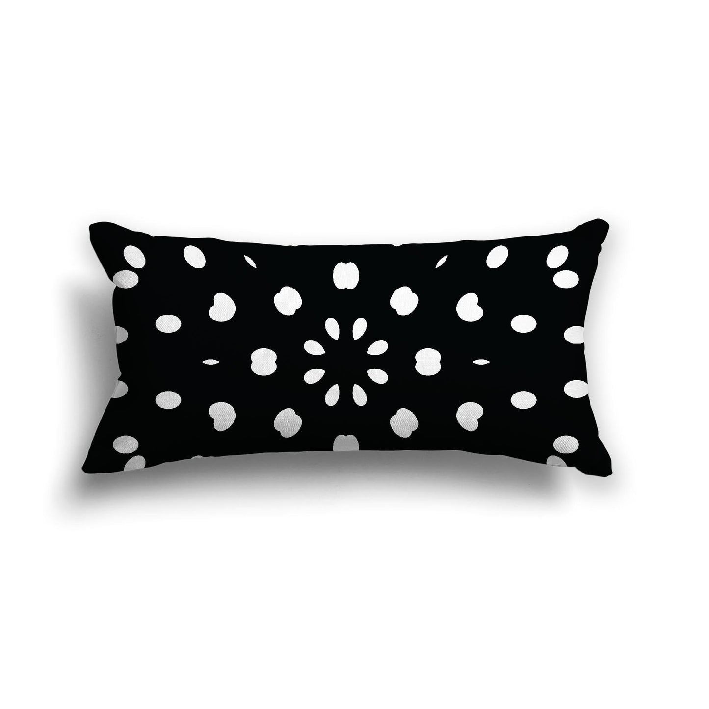 Black Cotton Canvas Cushion Covers with Off-White Burst Pattern on Front, 24 x 12 inches / 61 x 30 cm