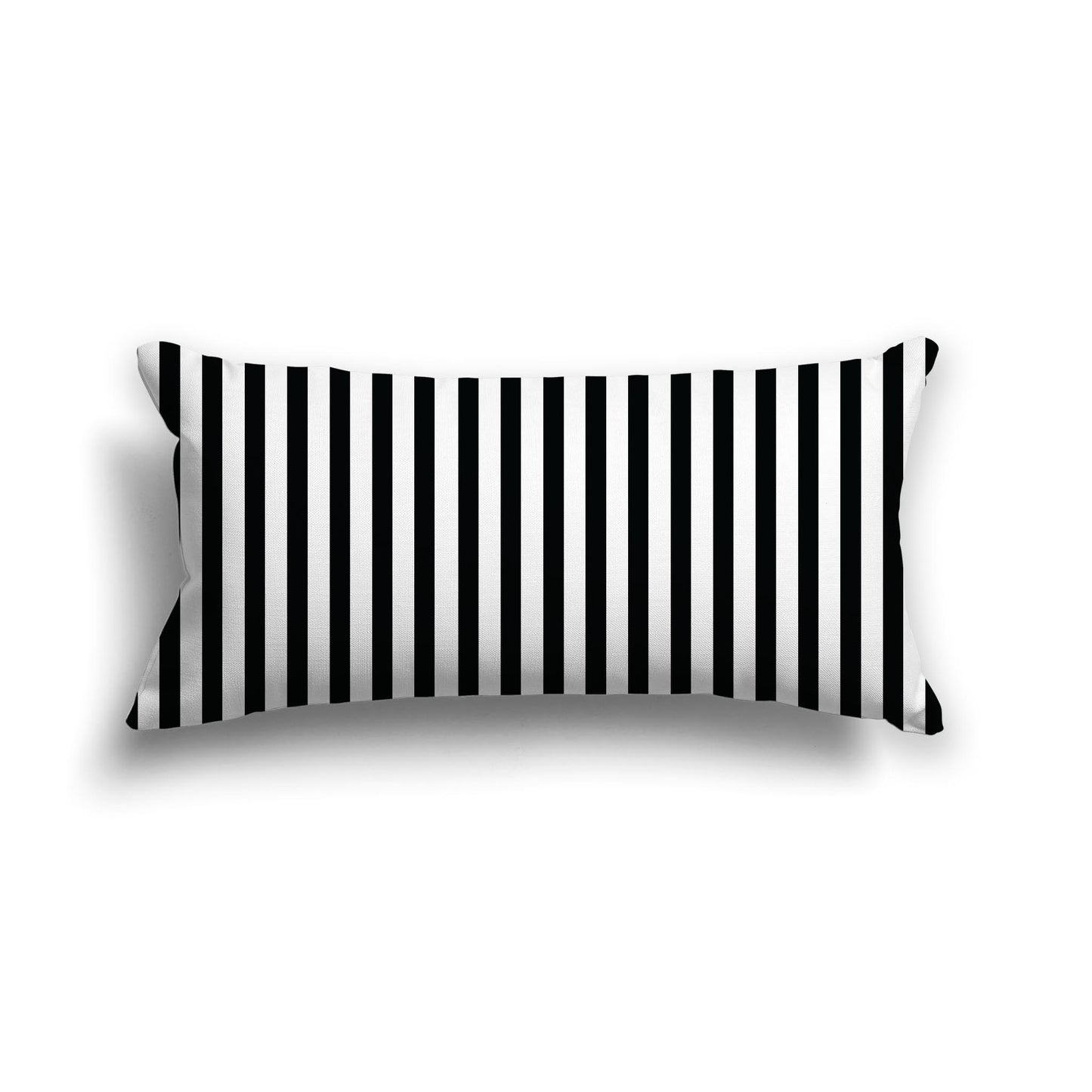 Off-White Cotton Canvas Cushion Covers with Thin Black Bars on Front, 24 x 12 inches / 61 x 30 cm