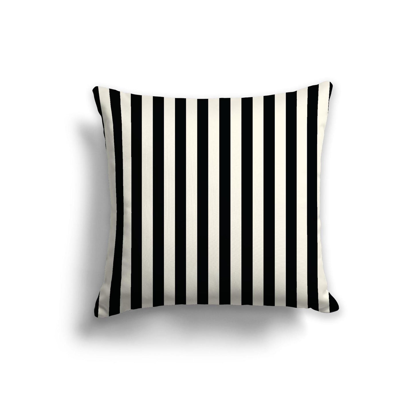 Pale Cream Cotton Canvas Cushion Covers with Black Bars on Front, 22 x 22 inches