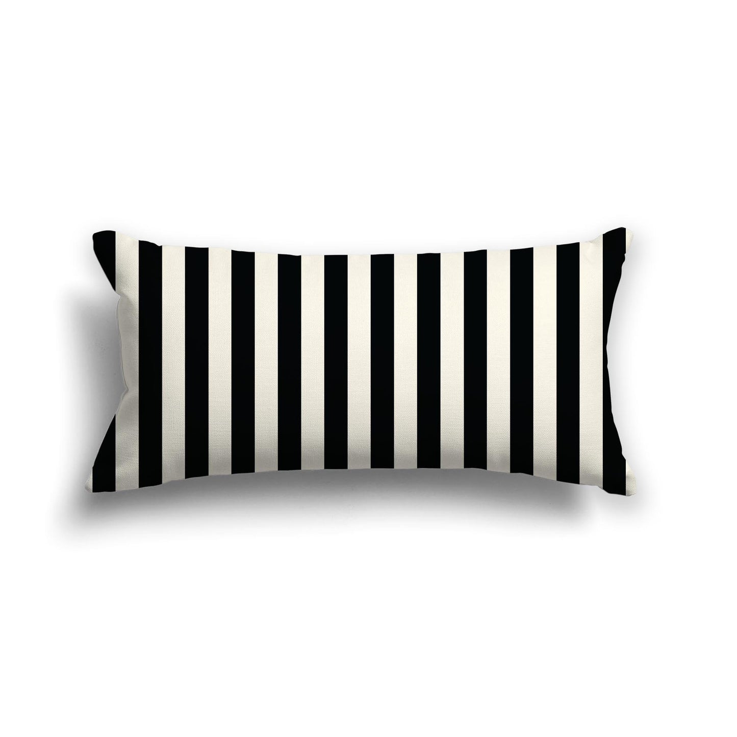 Pale Cream Cotton Canvas Cushion Covers with Black Bars on Front, 24 x 12 inches / 61 x 30 cm