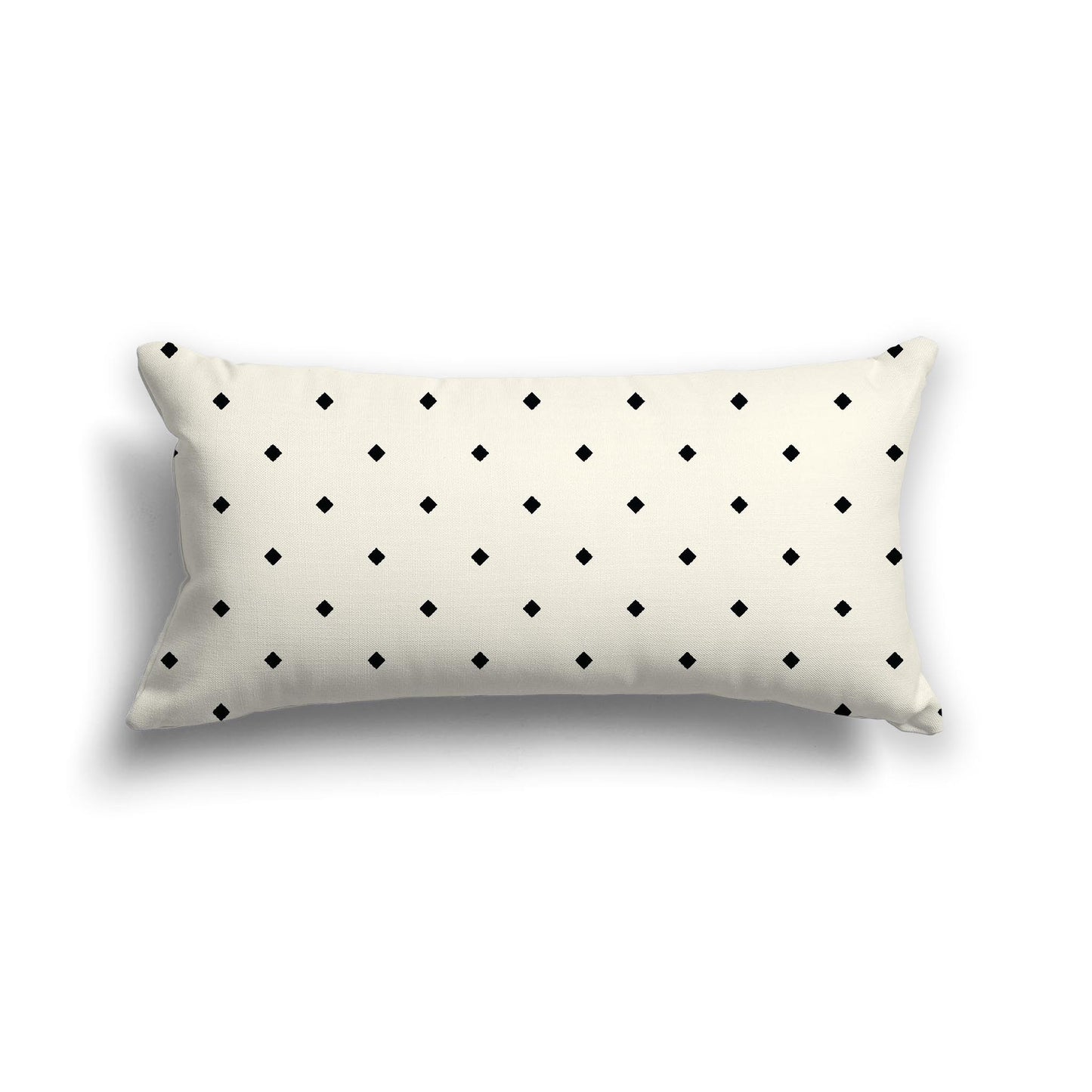 Pale Cream Cotton Canvas Cushion Covers with Black Diamonds on Front, 24 x 12 inches / 61 x 30 cm
