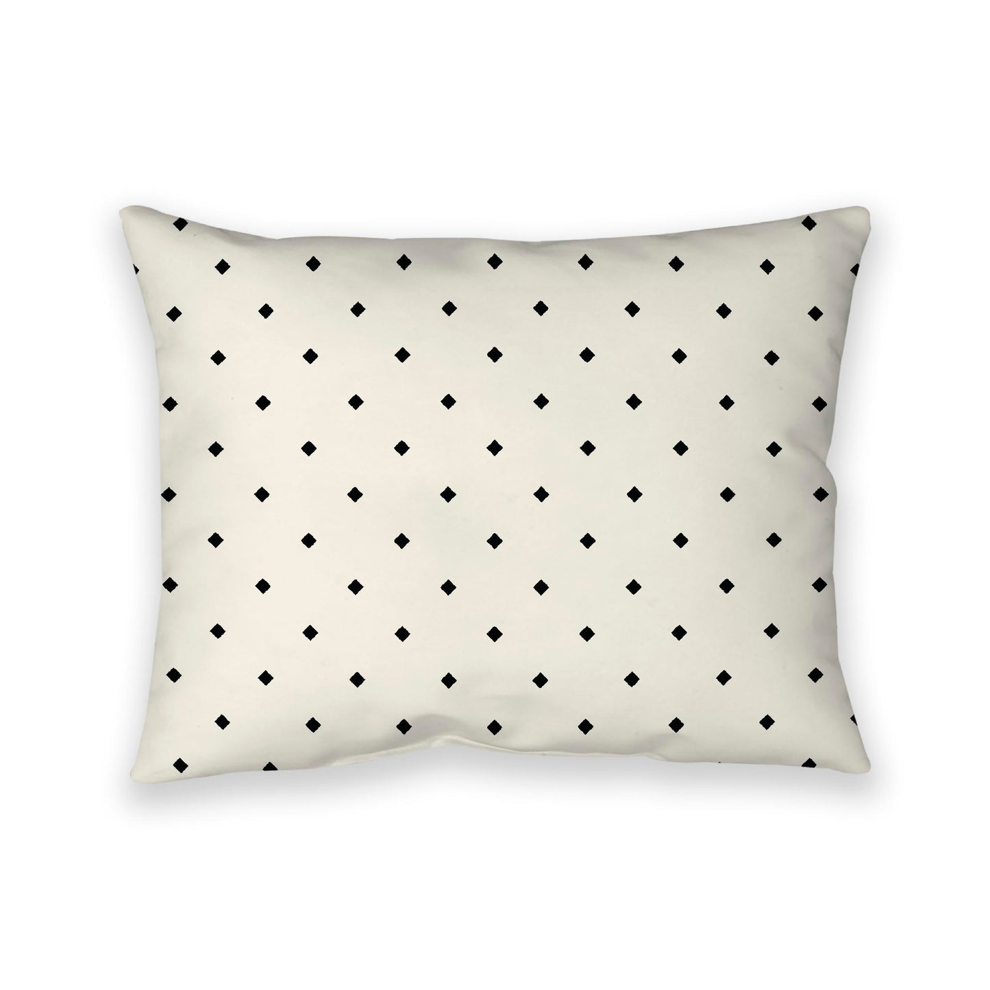 Pale Cream Cotton Canvas Cushion Covers with Black Diamonds on Front, 26 x 20 inches / 66 x 51 cm