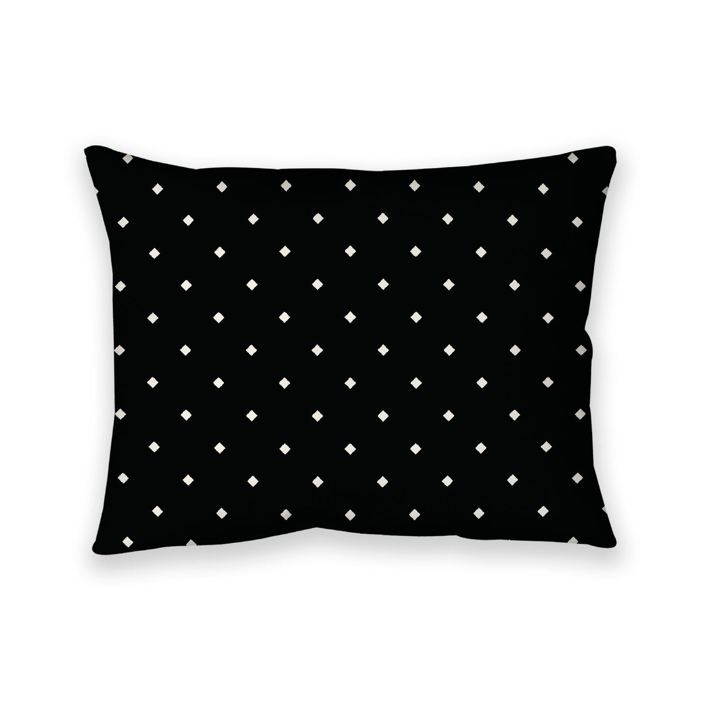 Black Cotton Canvas Cushion Covers with Pale Cream Diamonds on Front, 26 x 20 inches / 66 x 51 cm