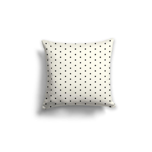 Pale Cream Cotton Canvas Cushion Covers with Fine Black Diamonds on Front, 18 x 18 inches / 46 x 46 cm