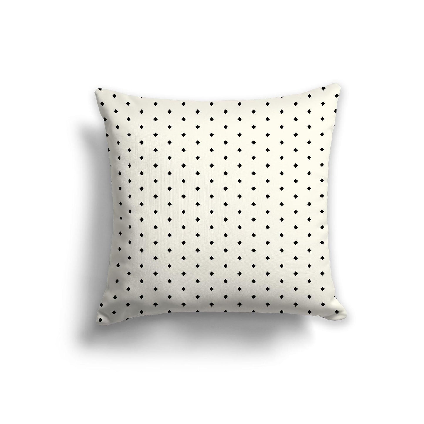 Pale Cream Cotton Canvas Cushion Covers with Fine Black Diamonds on Front, 22 x 22 inches